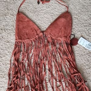 Fringe halter top